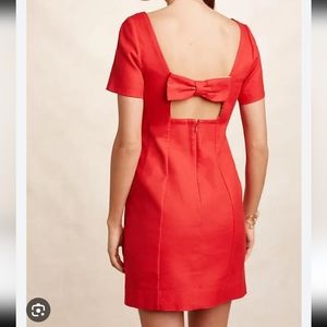Anthropologie maeve bow back red dress